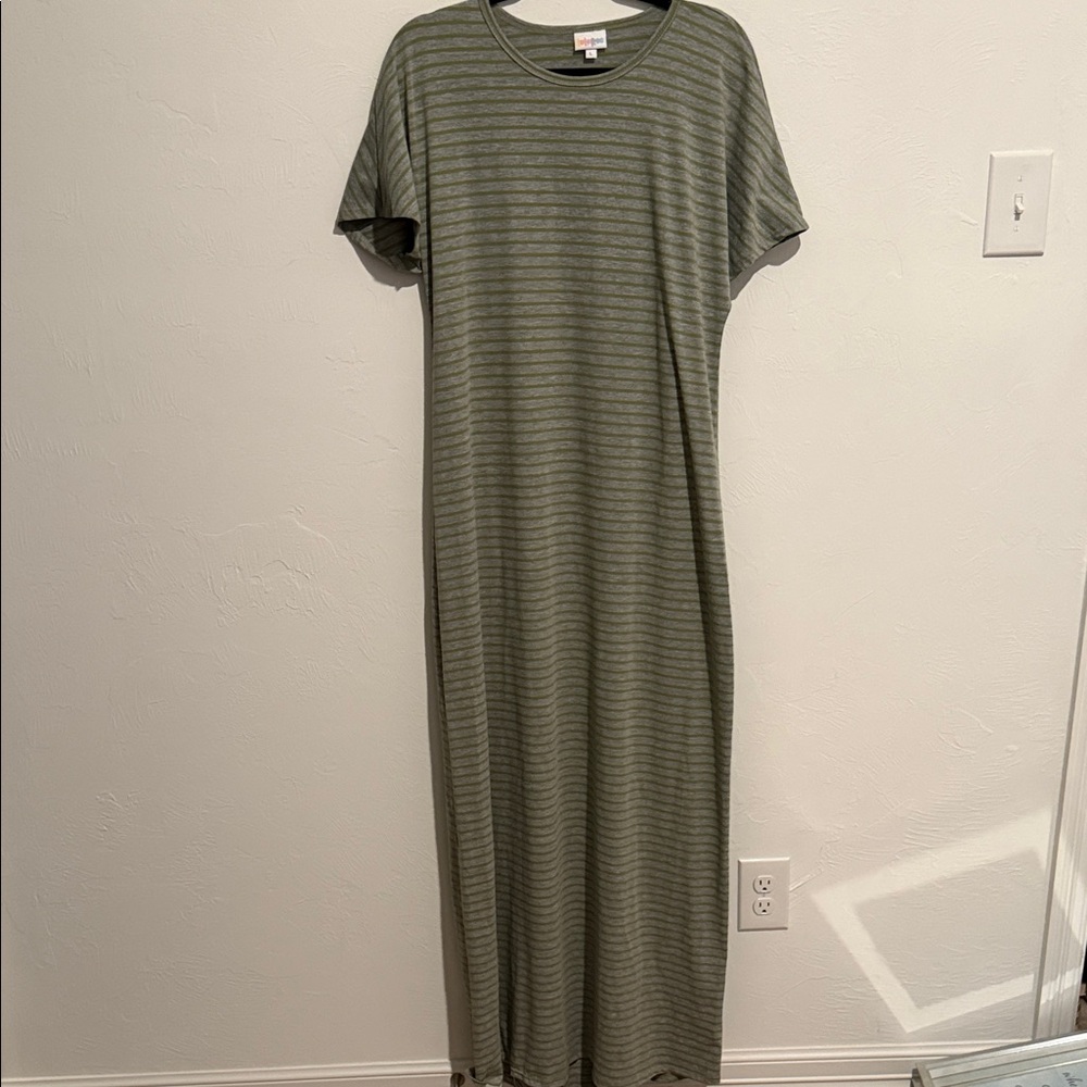 New LulaRoe Maria Striped Green Maxi Dress 58 - Picture 2 of 5